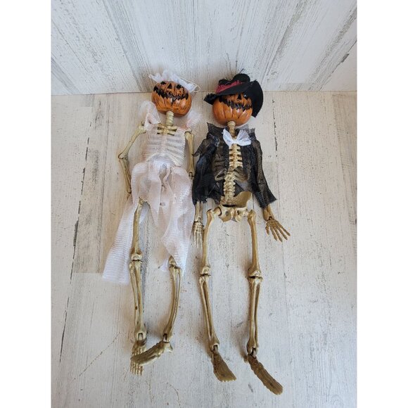 Skeleton pumpkin hanging Jack O'Lantern Halloween home decor set - Picture 1 of 8